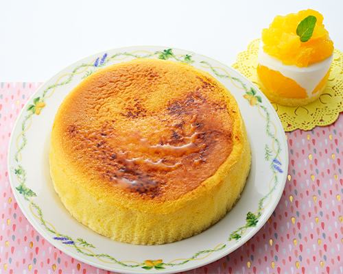 ケーキ：マスカルポーネのブリュレスフレ＆オレンジのムースゼリー